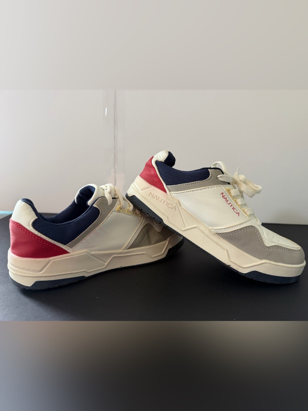 Nautica Kids Cream Navy Red Low-Top Sneakers